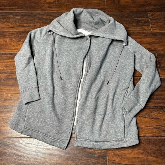Zella Cowl Neck Gray Fleece Cardigan Sweater - Picture 1 of 5